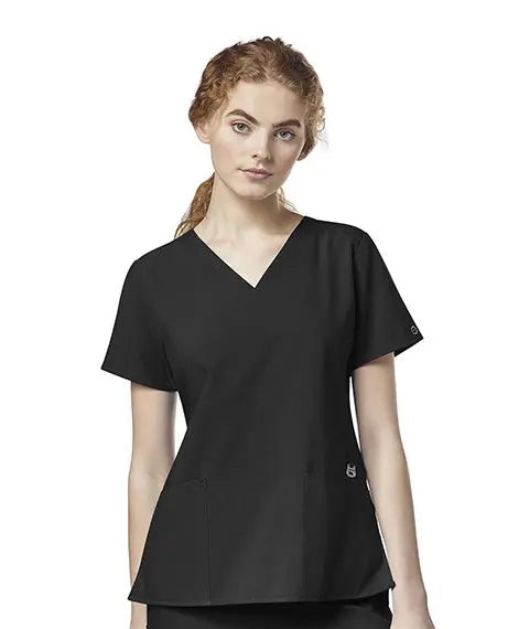 WINK 123 WOMEN'S FLEX-BACK STYLIZED V-NECK TOP