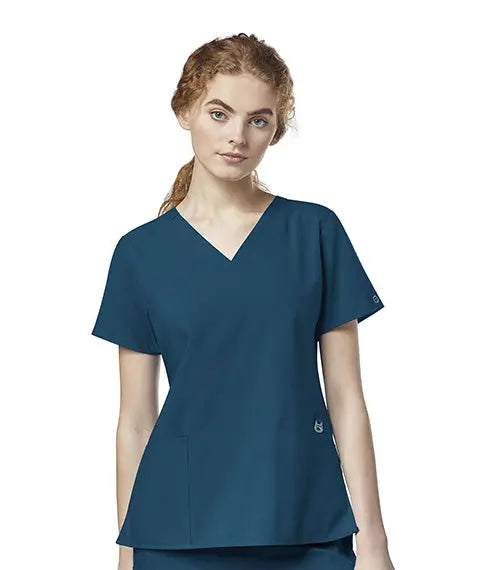 WINK 123 WOMEN'S FLEX-BACK STYLIZED V-NECK TOP