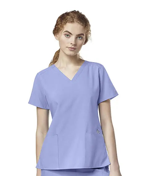 WINK 123 WOMEN'S FLEX-BACK STYLIZED V-NECK TOP