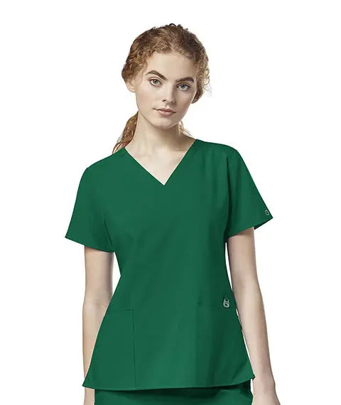 WINK 123 WOMEN'S FLEX-BACK STYLIZED V-NECK TOP