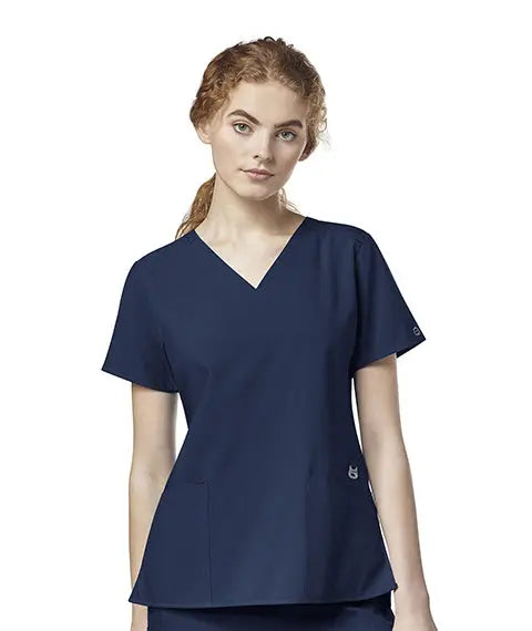 WINK 123 WOMEN'S FLEX-BACK STYLIZED V-NECK TOP