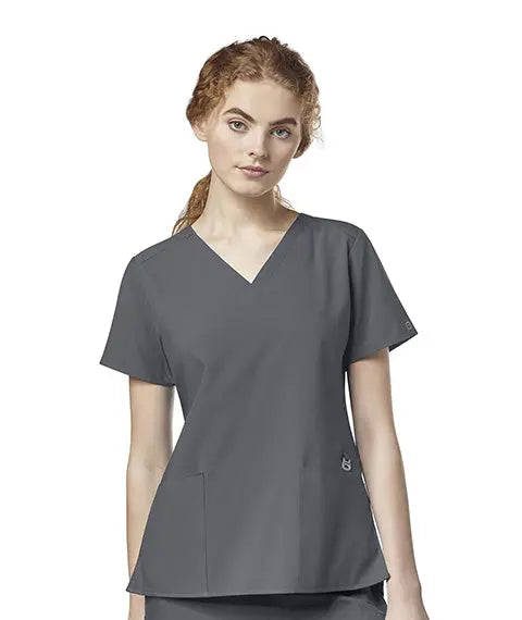 WINK 123 WOMEN'S FLEX-BACK STYLIZED V-NECK TOP