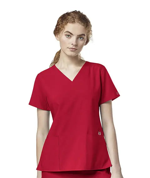 WINK 123 WOMEN'S FLEX-BACK STYLIZED V-NECK TOP