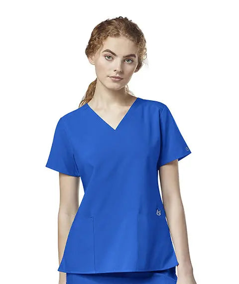 WINK 123 WOMEN'S FLEX-BACK STYLIZED V-NECK TOP
