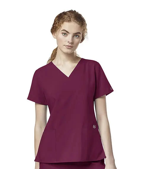 WINK 123 WOMEN'S FLEX-BACK STYLIZED V-NECK TOP