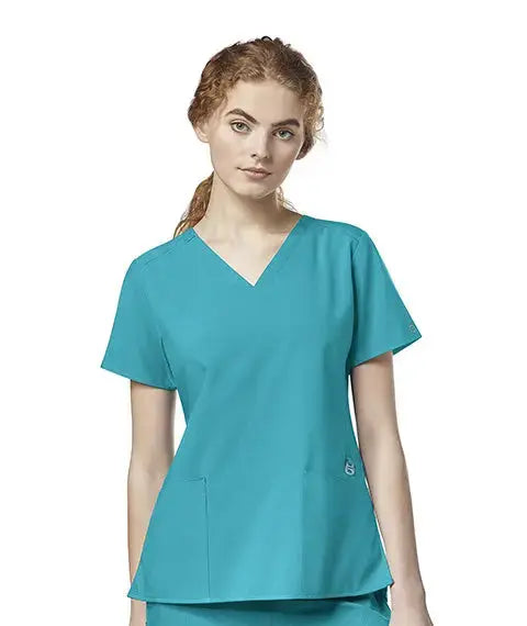 WINK 123 WOMEN'S FLEX-BACK STYLIZED V-NECK Scrub Top Suzi Q's