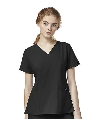 WINK 123 WOMEN'S FLEX-BACK STYLIZED V-NECK TOP