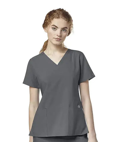 WINK 123 WOMEN'S FLEX-BACK STYLIZED V-NECK TOP