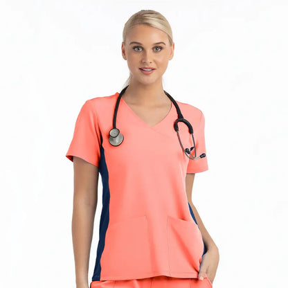 Suzi Q’s Scrubs & A Whole Lot More Matrix Impulse Women's Knitted Mock Wrap Solid Scrub Top by Maevn %product