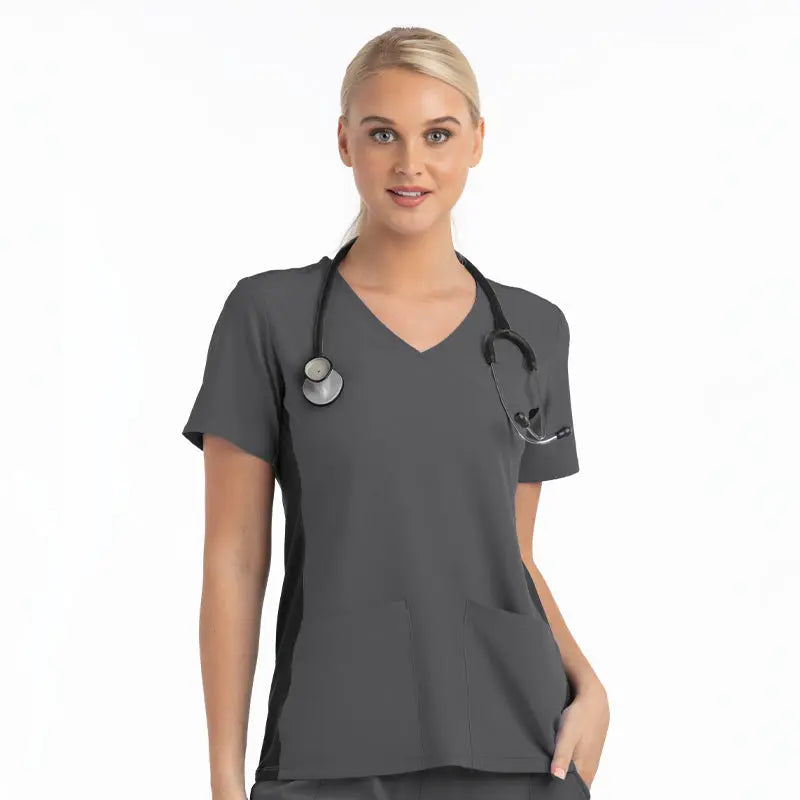 Suzi Q’s Scrubs & A Whole Lot More Matrix Impulse Women's Knitted Mock Wrap Solid Scrub Top by Maevn %product