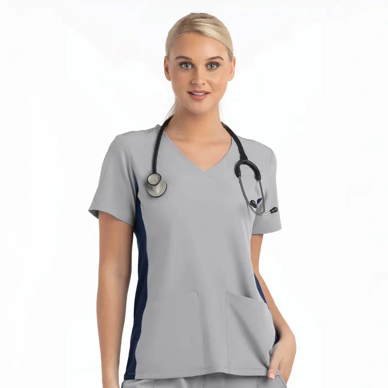 Suzi Q’s Scrubs & A Whole Lot More Matrix Impulse Women's Knitted Mock Wrap Solid Scrub Top by Maevn %product