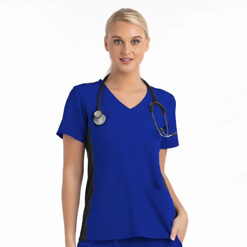 Suzi Q’s Scrubs & A Whole Lot More Matrix Impulse Women's Knitted Mock Wrap Solid Scrub Top by Maevn %product