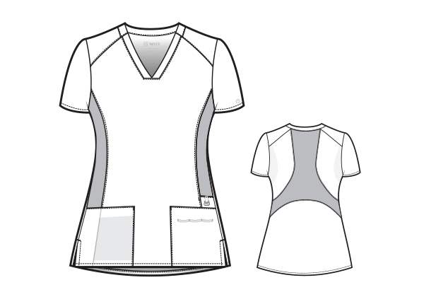 WINK 123 WOMEN'S FLEX-BACK STYLIZED V-NECK TOP