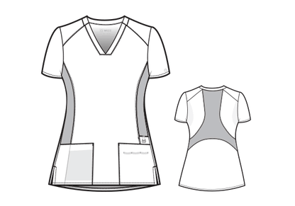 WINK 123 WOMEN'S FLEX-BACK STYLIZED V-NECK TOP